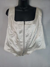 Future Collective Zip-Front Bustier Corset Women's Size 24W/26W Ivory Sleeveless