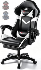 Small Gaming Chair, Home Office Desk Seat with Lumbar Support & Footrest