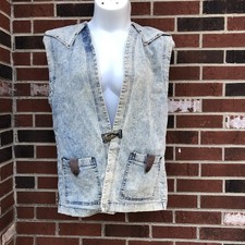 Jez California Vintage Medium Acid Wash Vest 1980 s Cotton Made In USA