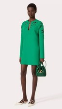 Valentino Green Cady Embroidered Dress BNWT 38IT