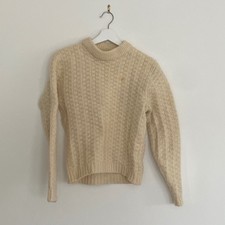 Puritan Vintage 100% Virgin Wool Textured Knit Sweater Cream Made in USA Mens M