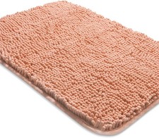 Dusty Pink Bathroom Rugs 17"x24",Chenille Bath Mats,Absorbent and Washable Bath