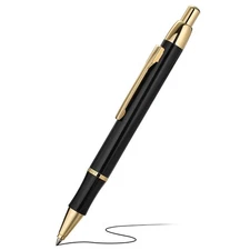 BEILUNER Luxury Gel Pen with 24K Gold Electroplating Finish, Black Piano Lacq...