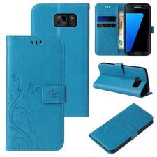 Handy Tasche für Samsung Galaxy S7 / S7edge Handyhülle Blumen 9H Displayglas