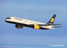 Postcard Airline Icelandair Boeing 757-200 photo by Baldur Sveinsson CC8.