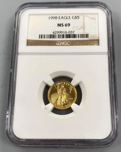 1998 US 1/10th ozt Gold $5 Eagle Coin NGC MS69 L24116