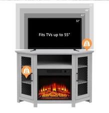 Fireplace ELECTRIC Corner  TV stand 45” 55” BRAND New Grey TV storage Cabinet 🔥