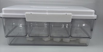 Ice Chilled Condiment Caddy 4 Trays 2 With Lids 2 Without Refreezeable Ice Cubes