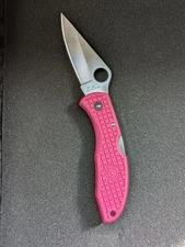 Used Spyderco Delica C11PPN Very Rare Early Pink Variant w/Plain Edge G-2 Steel!
