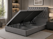 Image of Emily Modern Upholstered Ottoman Storage Bed Frame with Tufted Headboard 54"