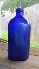 9.5" Cobalt Blue Glass Bottle Made in USA