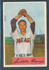 1954 Bowman #166 SANDY CONSUEGRA Chicago White Sox ~ VG+ wrinkle