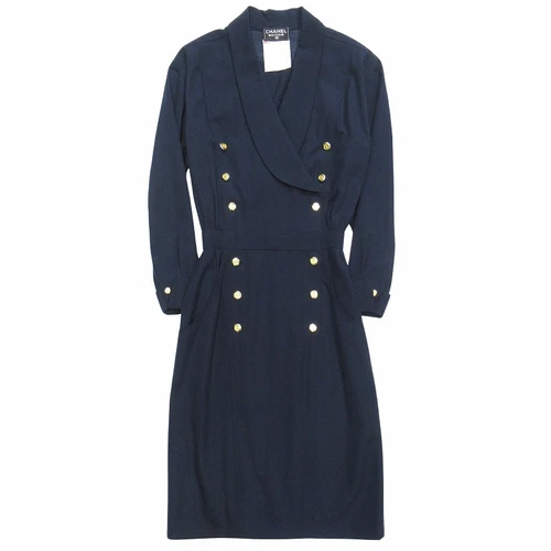 【Abiti】Buone Condizioni Anni 80 90 Vintage CHANEL Coco Mark Bottone Oro Pezzo Unico