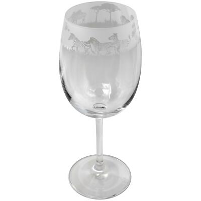 Animo Zebras graviertes Kristall Wein Trinkglas 350ml handverziert Geschenkbox