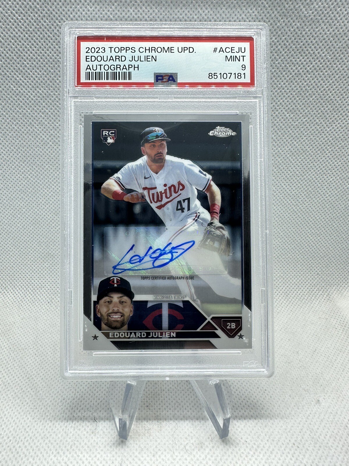 Edouard Julien RC 2023 Topps Chrome Update Auto ACEJU PSA 9