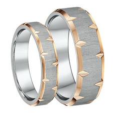 His & Hers Paare Ring Set Titan & IP Roségold Hochzeitsbänder 5&7 mm