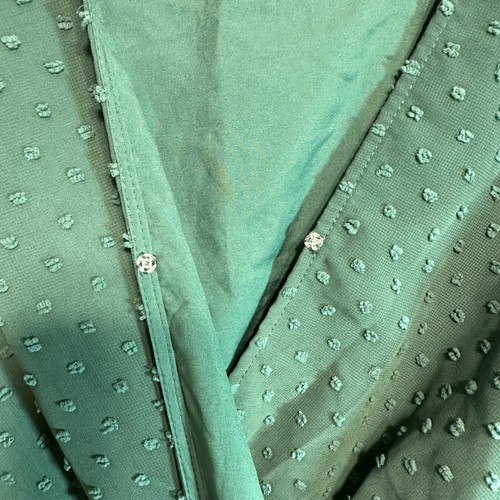 Vestido BTFBM Talla Mediana Verde Kelly Oscuro Punto Suizo En Niveles Volantes Falda Envolvente Top - Imagen 10 de 13