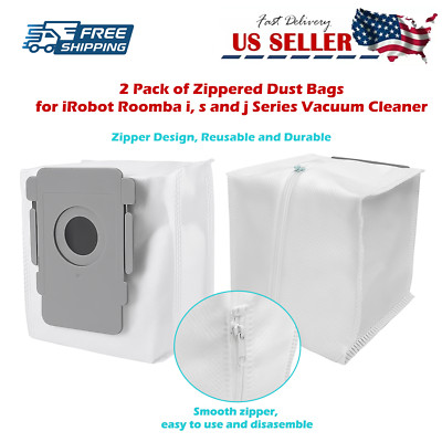 2 Pack Reusable Zippered Dust Bags For iRobot Roomba i1 i3 i4 i6 i7 j7 i8 + Plus