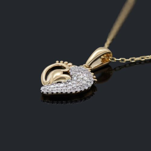 0,13 kt natürlicher I2 H Diamant Herz Anhänger 18" Halskette 10 K Gelbgold - Bild 2 von 9
