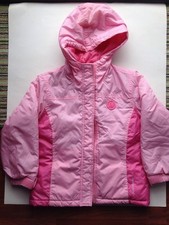Chaqueta de nailon rosa NEW BALANCE para niñas talla 5 parka ligeramente forrada con cremallera y capucha