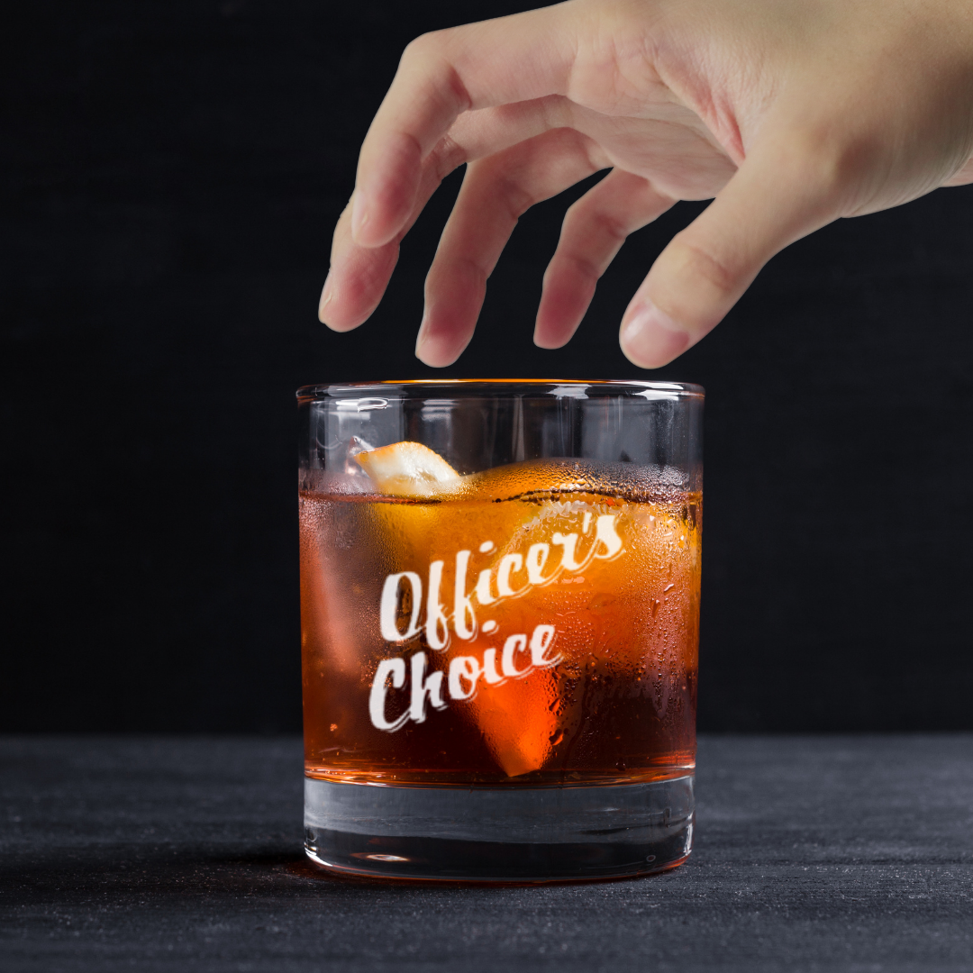 Custom Engraved Officer's Choice Whiskey Glass – 11 oz Standard Rocks Glass