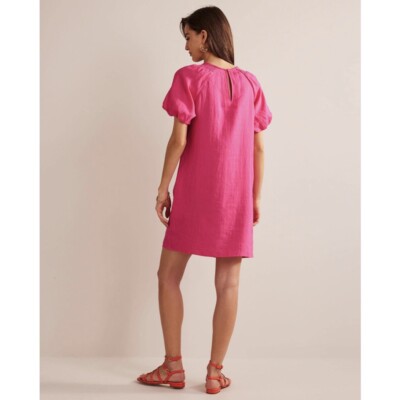 boden pink linen dress Boden Women's Ivy Button Linen Midi Dress in Pink