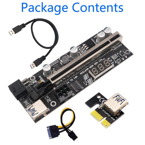PCIE Riser 009S Plus Riser PCIE PCI Express X1 to X16 Dual 6Pin For Graphic Card - 第 1/7 張圖片