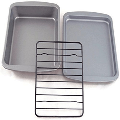 OvenStuff 3 PC Toaster Oven Set Personal Size Cookie Sheet Pan Roasting Rack New