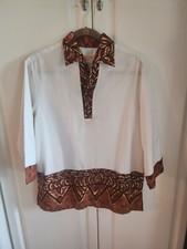 VTG 60s Liberty House Hawaiian Button Down Tunic Sz M Iolani