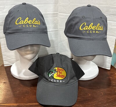 Cabela s Club (2) Bass Pro Shop Club  Baseball Cap Hunting Fishing Camping
