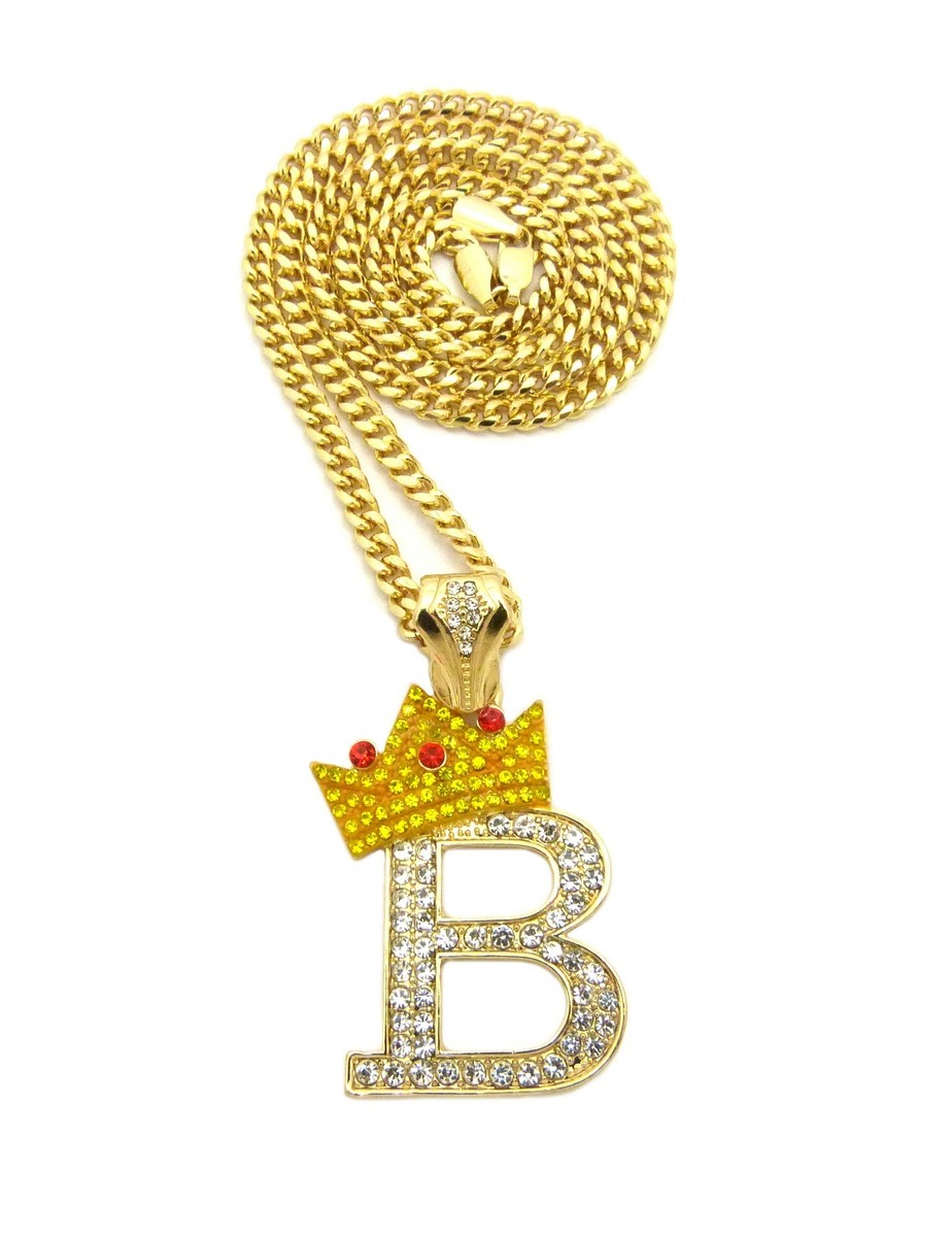 NEW INITIAL B KING CROWN PENDANT 24