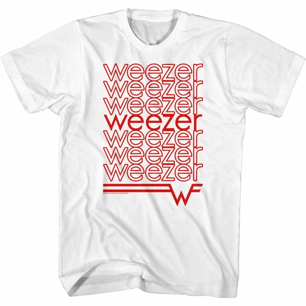 Weezer Repeating Logo Mens T Shirt Indie Album Rock Band Merch Concert Cotton