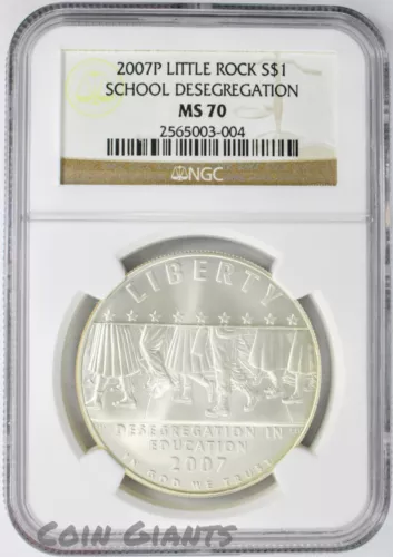 2007-P Little Rock School Desegregation $1 NGC MS 70 Modern Commem Silver Dollar