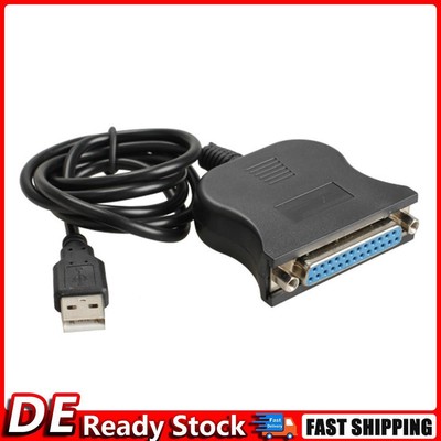 New USB 1.1 to DB25 Female Port Print Converter Cable LPT Black DE