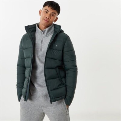 Jack Wills Kershaw Hooded Puffer Jacket Green Size UK XL RRP