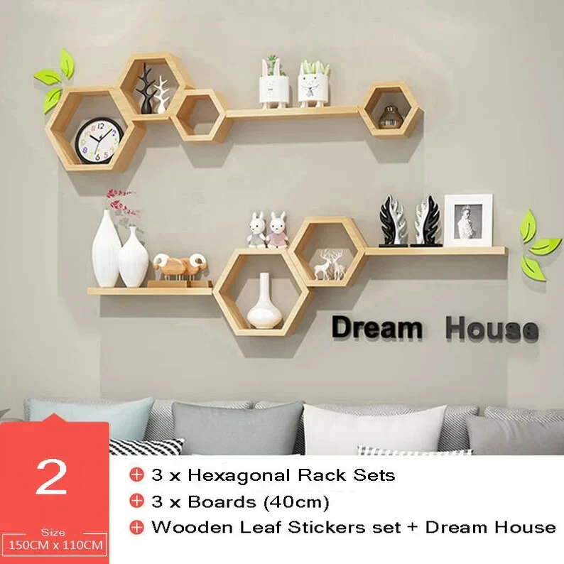 Geometric Shelves Hexagon Shelves Wall, Floating Shelves, Honeycomb Shelf Cabine
