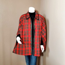 Trina Turk Teodora Red Plaid Cape Os