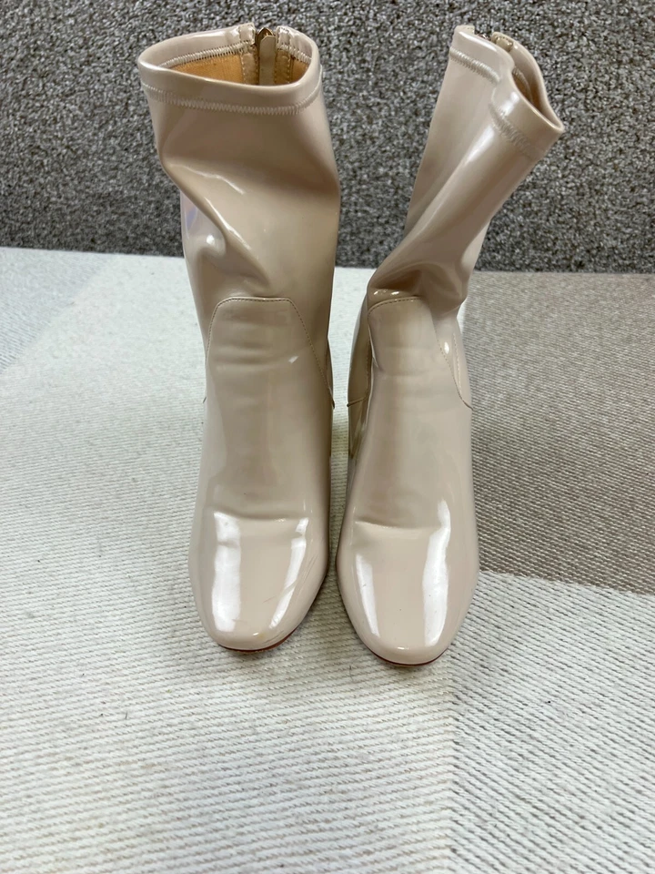Bota Ego beige charol media pantorrilla acrílico transparente tacón grueso para mujer talla 6 Foto 3 de 4
