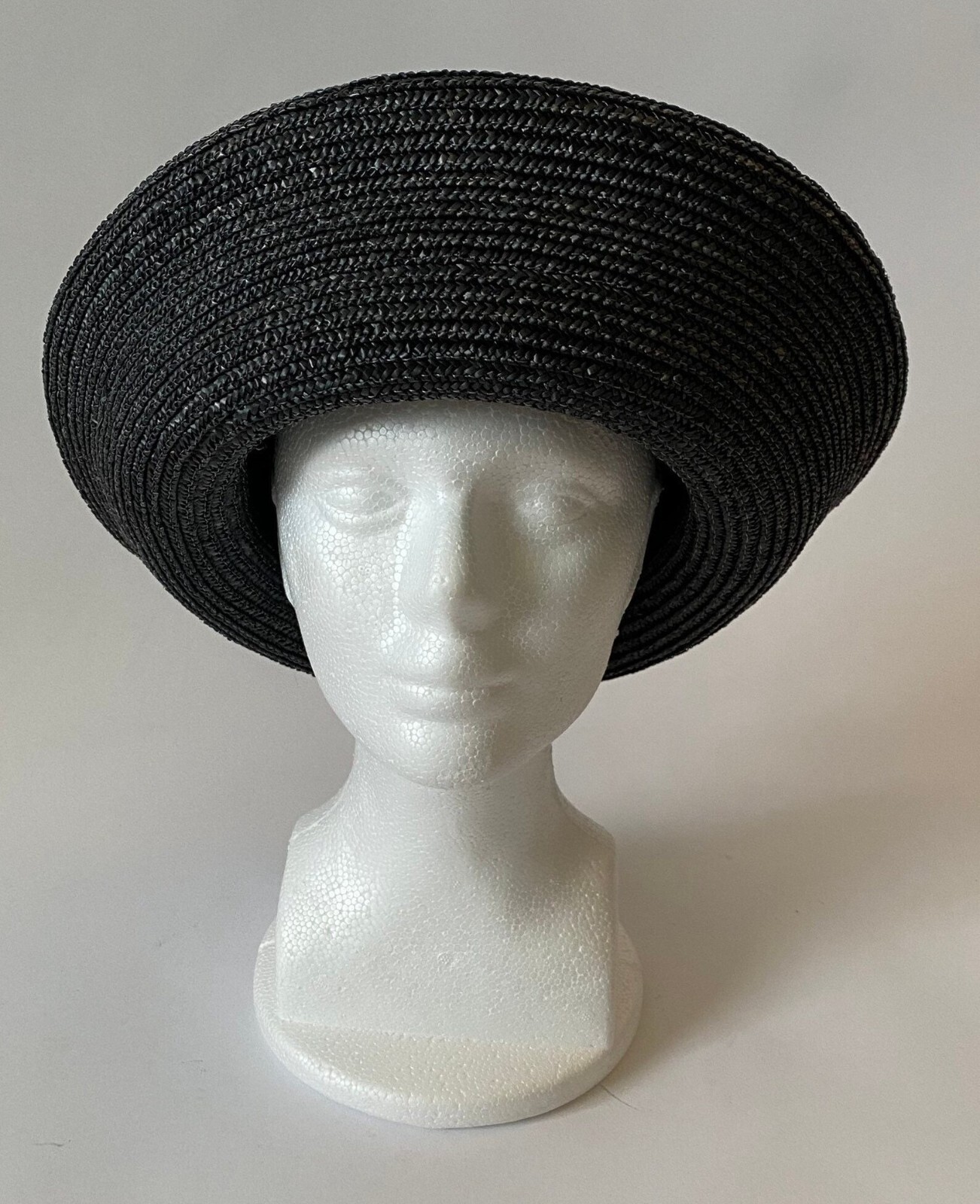 Eric Javits Black Straw Wicker Hat Vintage Edward… - image 2