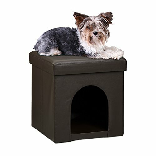 Relaxdays Cuccia a Cubo per Gatti e Cani - Pouf Morbido Nero 38cm