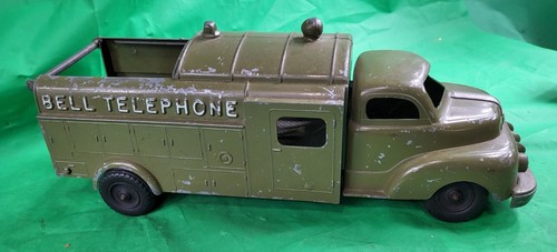 VTG Metal Hubley Bell Telephone Kiddie Toy Utility Truck Green #504 Made In USA - Picture 4 of 7