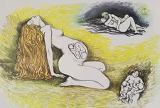 RENATO GUTTUSO: 'Gemelli' Litografia 70x50, Firmata, Timbro, Pubblicata.STUPENDA