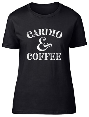 Gym Excercise T-Shirt Womens Funny Cardio Coffee Fitness Running Ladies  Gift Tee UK
