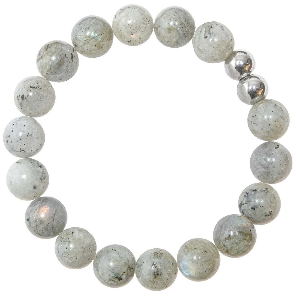 Bracelet en labradorite véritable avec perles rondes de 10 mm