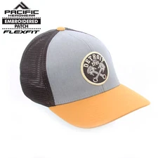 Detroit Crossed Pistons Gray Tan Flex-Fit Pacific Fusion Trucker Cap Automotive