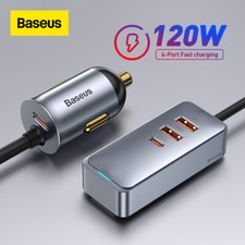 Baseus 120W Multi-Port Fast Charging Car Charger USB PD 1.5m Extension Cable