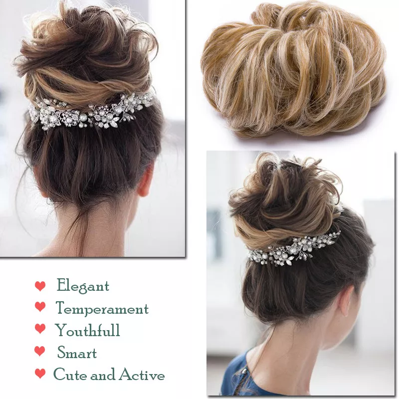 Large Curly Updo Messy Curly Bun Chignon no Clip in Hair Piece Extensions THICK - Image 4 of 4
