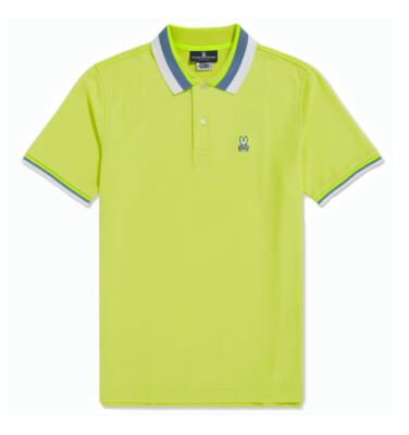 Psycho Bunny Men's Lemon Pulp Oliver Neon Tipped Short Sleeve Polo Shirt