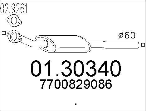 Silencieux avant Renault Safrane I 2.5 DT pot echappement berline