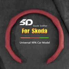 Suede Car Steering Wheel Cover Anti-Slip For Skoda Octavia Citigo Kamiq Karoq